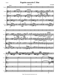 Fagotto concerto C-Dur - Score & Parts, RV 479: Fagotto concerto C-Dur - Score & Parts by Antonio Vivaldi