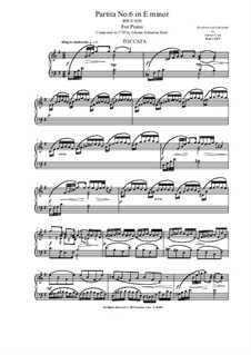 Partita for Keyboard No.6 in E Minor, BWV 830: Para Piano by Johann Sebastian Bach