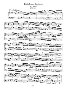 Prelude and Fughetta in F Major, BWV 901: Para Piano by Johann Sebastian Bach