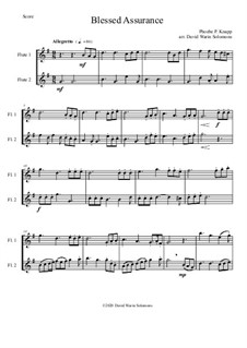 6 simple duets based on hymns: Blessed Assurance, for 2 flutes by folklore, Charles Hutchinson Gabriel, Phoebe Palmer Knapp, John Bacchus Dykes, Eugene Bartlett