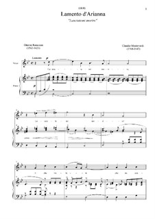L'Arianna (Ariadne): Lasciatemi morire by Claudio Monteverdi