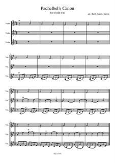 Canon in D Major: For violin trio by Johann Pachelbel
