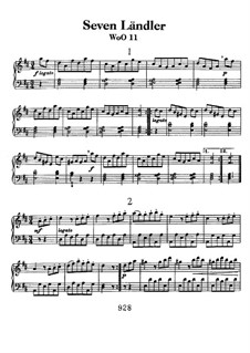 Seven Ländler, WoO 11: Para Piano by Ludwig van Beethoven