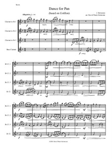 Dance for Pan (based on Cotillon): For clarinet quartet (3 B flats and 1 Bass) by Jean Hotteterre