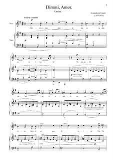 Dimmi, amor: Para vocais e piano by Arcangelo del Leuto