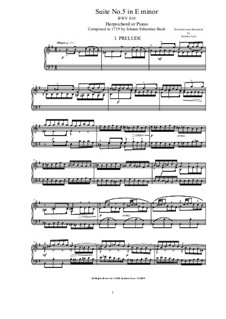 Suite No.5 in E Minor, BWV 810: para arpa (ou piano) by Johann Sebastian Bach