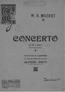 Concerto for Violin and Orchestra No.6 in E Flat Major, K.268: arranjo para violino e piano - parte solo by Wolfgang Amadeus Mozart