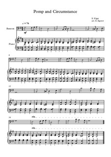 10 Easy Classical Pieces for Bassoon and Piano: Pomp and Circumstance by Franz Schubert, Johann Strauss (Sohn), Edward Elgar, Jacques Offenbach, Ludwig van Beethoven, Edvard Grieg, Julius Benedict, Mildred Hill, Eduardo di Capua