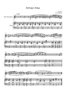 10 Easy Classical Pieces for Tenor Saxophone and Piano: Solveig's Song by Franz Schubert, Johann Strauss (Sohn), Edward Elgar, Jacques Offenbach, Ludwig van Beethoven, Edvard Grieg, Julius Benedict, Mildred Hill, Eduardo di Capua