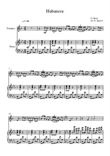 10 Easy Classical Pieces for Trumpet and Piano Vol.2: Habanera by Johann Sebastian Bach, Henry Purcell, Georges Bizet, Ludwig van Beethoven, Edvard Grieg, Alexander Borodin, Pyotr Tchaikovsky, Franz Xaver Gruber