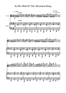 10 Easy Classical Pieces for Viola and Piano Vol.2: In The Hall Of The Mountain King by Johann Sebastian Bach, Henry Purcell, Georges Bizet, Ludwig van Beethoven, Edvard Grieg, Alexander Borodin, Pyotr Tchaikovsky, Franz Xaver Gruber