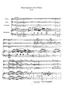Quartet for Piano and Strings No.1 in G Minor, K.478: Partitura completa by Wolfgang Amadeus Mozart