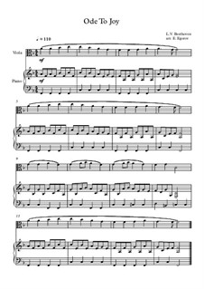 10 Easy Classical Pieces for Viola and Piano Vol.2: Ode To Joy by Johann Sebastian Bach, Henry Purcell, Georges Bizet, Ludwig van Beethoven, Edvard Grieg, Alexander Borodin, Pyotr Tchaikovsky, Franz Xaver Gruber