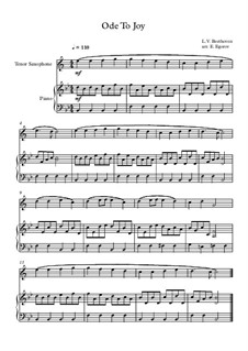 10 Easy Classical Pieces for Tenor Saxophone and Piano Vol.2: Ode To Joy by Johann Sebastian Bach, Henry Purcell, Georges Bizet, Ludwig van Beethoven, Edvard Grieg, Alexander Borodin, Pyotr Tchaikovsky, Franz Xaver Gruber