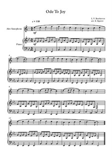 10 Easy Classical Pieces for Alto Saxophone and Piano Vol.2: Ode To Joy by Johann Sebastian Bach, Henry Purcell, Georges Bizet, Ludwig van Beethoven, Edvard Grieg, Alexander Borodin, Pyotr Tchaikovsky, Franz Xaver Gruber