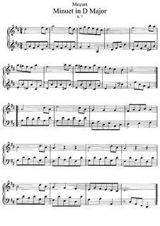 Sonata for Violin and Piano in D Major, K.7: minueto, para piano by Wolfgang Amadeus Mozart