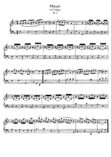 Minuet for Piano in F Major, K.5: For a single performer by Wolfgang Amadeus Mozart