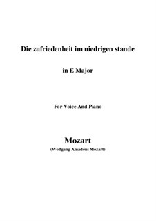 Die Zufriedenheit im niedrigen Stande, K.151: E Major by Wolfgang Amadeus Mozart