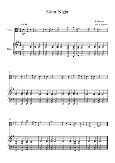 10 Easy Classical Pieces for Viola and Piano Vol.2: Silent Night by Johann Sebastian Bach, Henry Purcell, Georges Bizet, Ludwig van Beethoven, Edvard Grieg, Alexander Borodin, Pyotr Tchaikovsky, Franz Xaver Gruber
