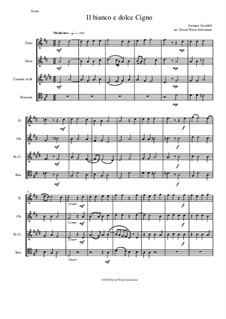 Il bianco e dolce cigno: Para quarteto de sopro by Jacques Arcadelt