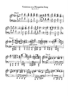 Variations on Hungarian Song, Op.21 No.2: Para Piano by Johannes Brahms