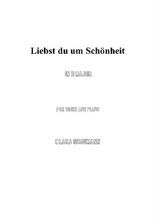 Liebst du um Schönheit: D maior by Clara Schumann