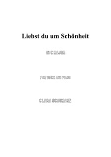 Liebst du um Schönheit: C maior by Clara Schumann