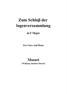 Zum Schluβ der logenversammlung, K.484: F Maior by Wolfgang Amadeus Mozart