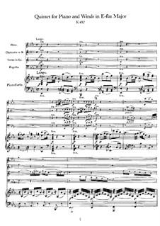 Quintet for Winds and Piano in E Flat Major, K.452: Partitura completa by Wolfgang Amadeus Mozart