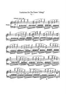 Variations on the Name 'Abegg', Op.1: para um único musico (Editado por H. Bulow) by Robert Schumann
