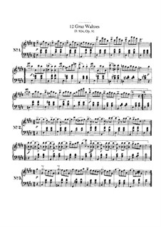 Twelve Graz Waltzes, D.924 Op.91: Para Piano by Franz Schubert
