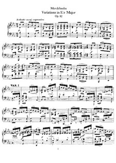 Variations in E Flat Major, Op.82: Para Piano by Felix Mendelssohn-Bartholdy