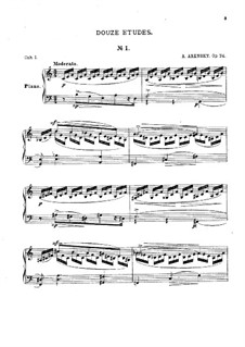 Twelve Etudes, Op.74: set completo by Anton Arensky