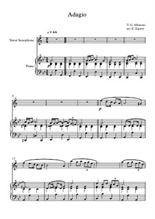 10 Easy Classical Pieces for Tenor Saxophone and Piano Vol.4: Adagio (In G Minor) by Johann Sebastian Bach, Tomaso Albinoni, Joseph Haydn, Wolfgang Amadeus Mozart, Franz Schubert, Jacques Offenbach, Richard Wagner, Giacomo Puccini, folklore