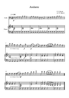 10 Easy Classical Pieces for Cello and Piano Vol.4: Andante (Surprise Symphony) by Johann Sebastian Bach, Tomaso Albinoni, Joseph Haydn, Wolfgang Amadeus Mozart, Franz Schubert, Jacques Offenbach, Richard Wagner, Giacomo Puccini, folklore
