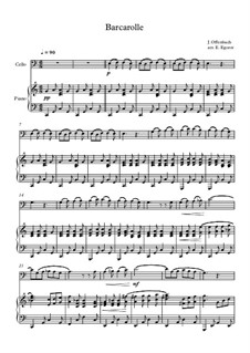 10 Easy Classical Pieces for Cello and Piano Vol.4: Barcarolle by Johann Sebastian Bach, Tomaso Albinoni, Joseph Haydn, Wolfgang Amadeus Mozart, Franz Schubert, Jacques Offenbach, Richard Wagner, Giacomo Puccini, folklore