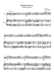 10 Easy Classical Pieces for Cello and Piano Vol.4: Bridal Chorus (Wedding March) by Johann Sebastian Bach, Tomaso Albinoni, Joseph Haydn, Wolfgang Amadeus Mozart, Franz Schubert, Jacques Offenbach, Richard Wagner, Giacomo Puccini, folklore