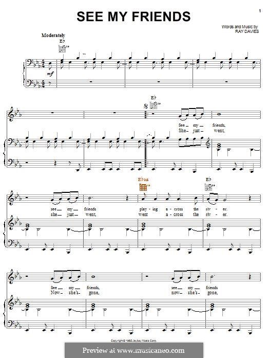 See My Friends (The Kinks): Para vocais e piano (ou Guitarra) by Ray Davies