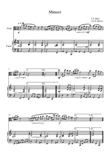 10 Easy Classical Pieces for Viola and Piano Vol.4: Minuet (In D Minor) by Johann Sebastian Bach, Tomaso Albinoni, Joseph Haydn, Wolfgang Amadeus Mozart, Franz Schubert, Jacques Offenbach, Richard Wagner, Giacomo Puccini, folklore