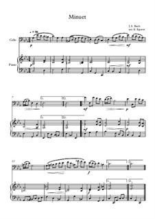 10 Easy Classical Pieces for Cello and Piano Vol.4: Minuet (In D Minor) by Johann Sebastian Bach, Tomaso Albinoni, Joseph Haydn, Wolfgang Amadeus Mozart, Franz Schubert, Jacques Offenbach, Richard Wagner, Giacomo Puccini, folklore