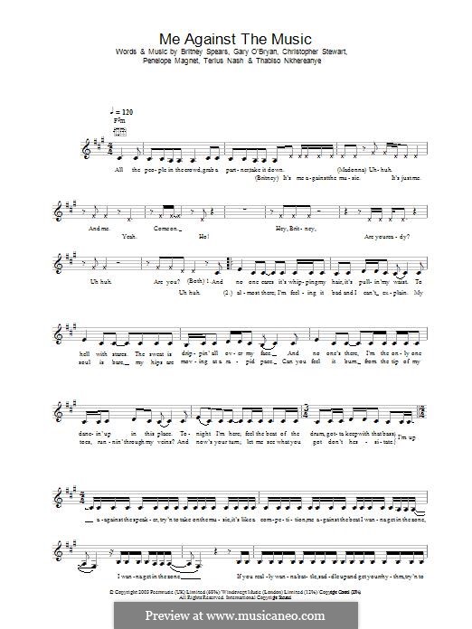 Me Against the Music: para teclado by Madonna, Britney Spears, Tricky Stewart , Gary O'Brien, Penelope Magnet, Thabiso Nkhereanye, Terius Nash
