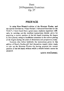 Twenty-Four Preparatory Exercises, Op.37: Twenty-Four Preparatory Exercises by Jakob Dont