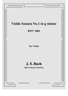 Sonata for Violin No.1 in G Minor, BWV 1001: para um único musico (Editado por H. Bulow) by Johann Sebastian Bach