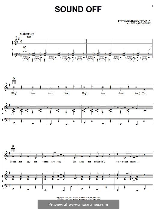 Sound Off (Monroe Vaughan): Para vocais e piano (ou Guitarra) by Willie Lee Duckworth, Bernard Lentz