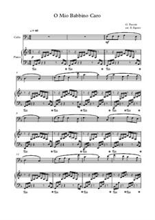 10 Easy Classical Pieces for Cello and Piano Vol.4: O Mio Babbino Caro by Johann Sebastian Bach, Tomaso Albinoni, Joseph Haydn, Wolfgang Amadeus Mozart, Franz Schubert, Jacques Offenbach, Richard Wagner, Giacomo Puccini, folklore