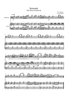 10 Easy Classical Pieces for Trombone and Piano Vol.4: Serenade (Eine Kleine Nachtmusik) by Johann Sebastian Bach, Tomaso Albinoni, Joseph Haydn, Wolfgang Amadeus Mozart, Franz Schubert, Jacques Offenbach, Richard Wagner, Giacomo Puccini, folklore