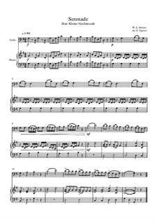 10 Easy Classical Pieces for Cello and Piano Vol.4: Serenade (Eine Kleine Nachtmusik) by Johann Sebastian Bach, Tomaso Albinoni, Joseph Haydn, Wolfgang Amadeus Mozart, Franz Schubert, Jacques Offenbach, Richard Wagner, Giacomo Puccini, folklore