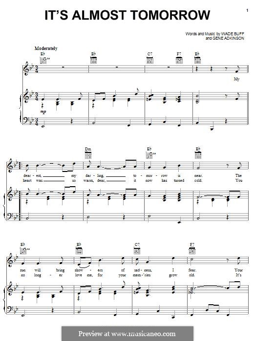 It's Almost Tomorrow: Para vocais e piano (ou Guitarra) by Gene Adkinson, Wade Buff