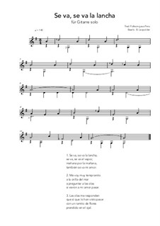 Se va, se va la lancha: For guitar solo (G Major) by folklore