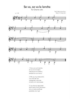 Se va, se va la lancha: For guitar solo (A Major) by folklore